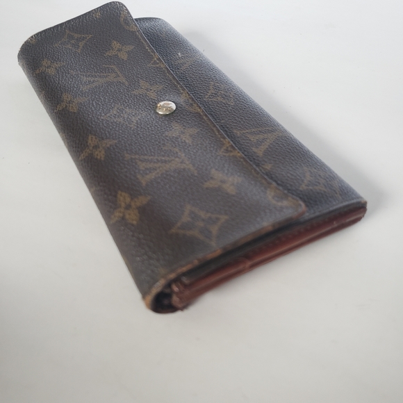 LOUIS VUITTON LV Vintage Sarah Envelope Wallet Leather Large Clutch Brown - Picture 13 of 13